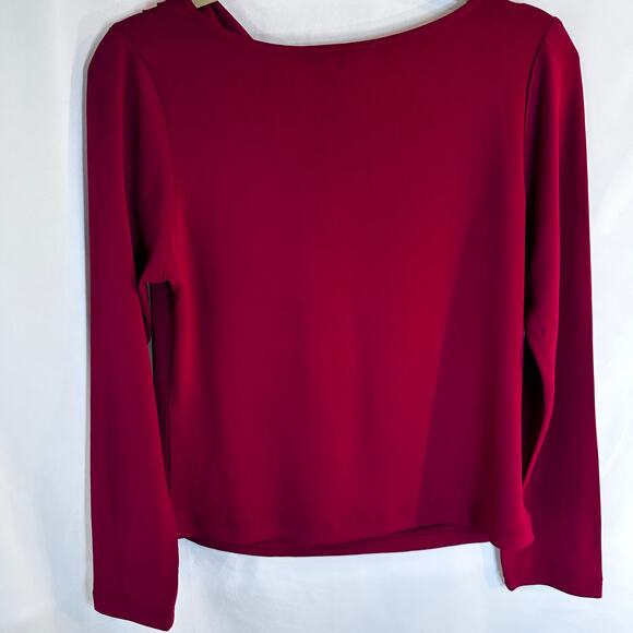 Isabella Bird Red Cowl Neck Top Women's Medium Long Sleeve Drape Blouse - Picture 2 of 3